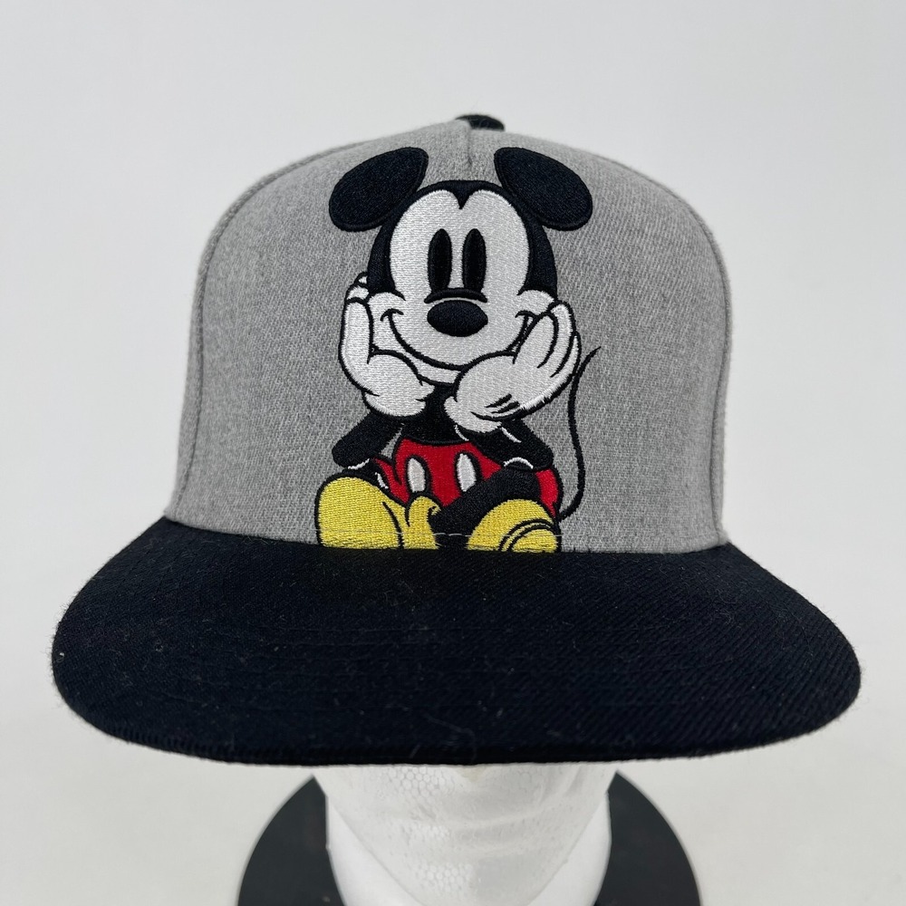 Disneyland Disney World Mickey Mouse Hat Cap Black Gray Adjustable Snapback